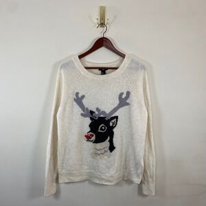 H&M Christmas Sweater Rudolph Alpaca Blend Women's Medium Holiday Sweater Winter